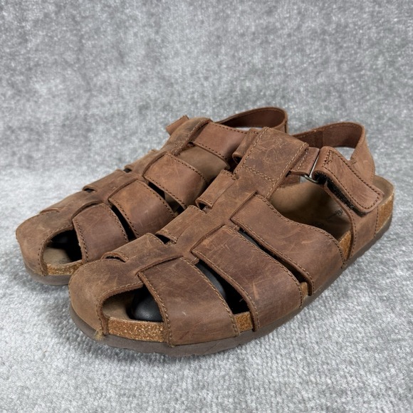 Eddie Bauer Sandals Men\'s 14 Brown Leather Fisherman Style Hook Loop main image 8